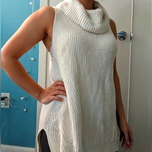 Anthropologie Cowl Neck Sleeveless Cable Knit Tunic Sweater
